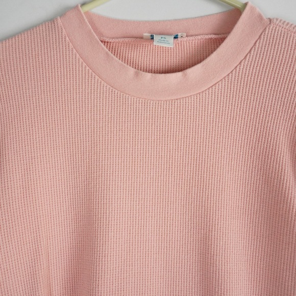 Sundance‎ Waffle Knit Long Sleeve Top Ladies PSmall Pink Crew Neck Button Cuff - Picture 2 of 8